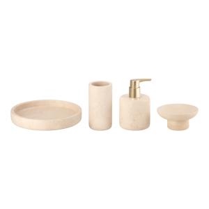 China 4PCS Luxury Nature Marble Bathroom Accessories Set Round Gold Color Lotion Pump Tumbler wholesale
