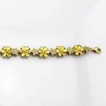 Gold Plated 925 Silver Link Flower Citrine Cubic Zircon Tennis Bracelet