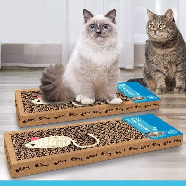 Source factory 2pk Cat Scratcher Pads | Kitten Scratching Board Mat Cardboard Bed Pet Play Toy