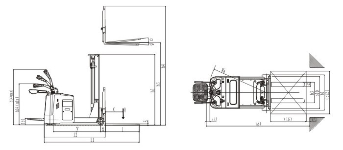 320AH Counterbalance Forklift Truck , Narrow Aisle Lift Truck 1600mm ​Turning Radius