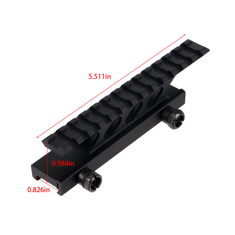 6061 Aircraft Grade Aluminum Riser Mount High Profile 5.5 Inch L / 13 Slot