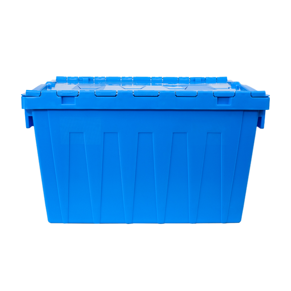 OEM ODM Acceptable Food Grade Turnover Plastic Crate with Hinged Lid and Solid Box Style