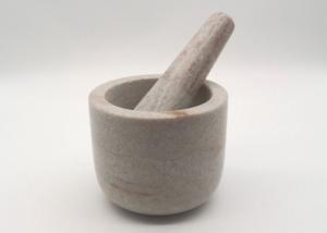 China Round Stone Mortar And Pestle , Marble Bowl With Grinder Handcrafts wholesale