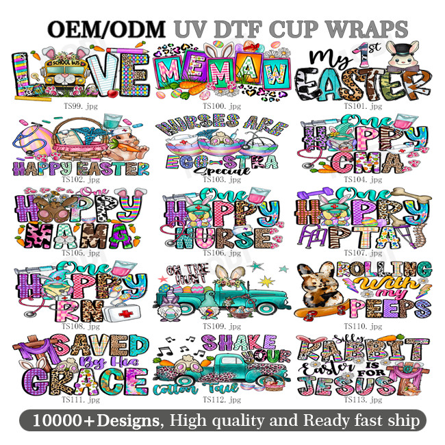 Custom UV DTF Cup Wraps Transfer Printing Crystal Transfer Sticker UV DTF Sticker Cup Wraps Transfers For 16oz