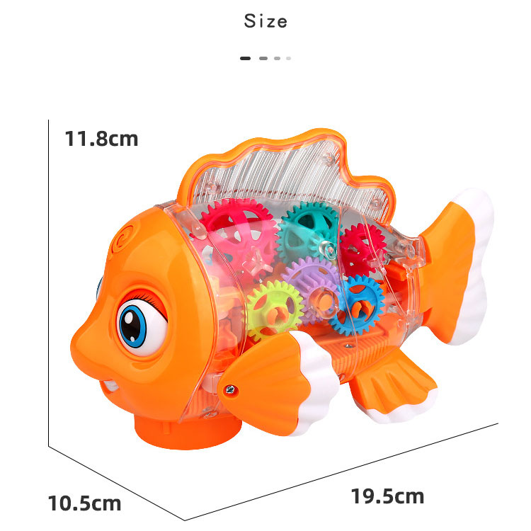 Electric Transparent Gear Fish Glowing Music Universal Walking Swing Fish Puzzle TOY MODEL