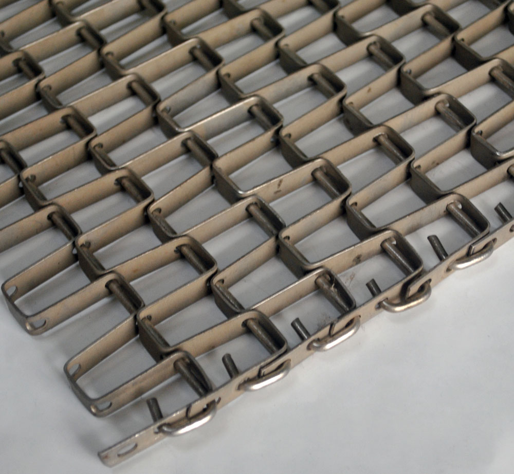 SS304 Flat Wire Conveyor Belt, 1"×1" Hole, 1.5mm × 12.7mm Strips, Firm Structure/High Corrosion Resistence