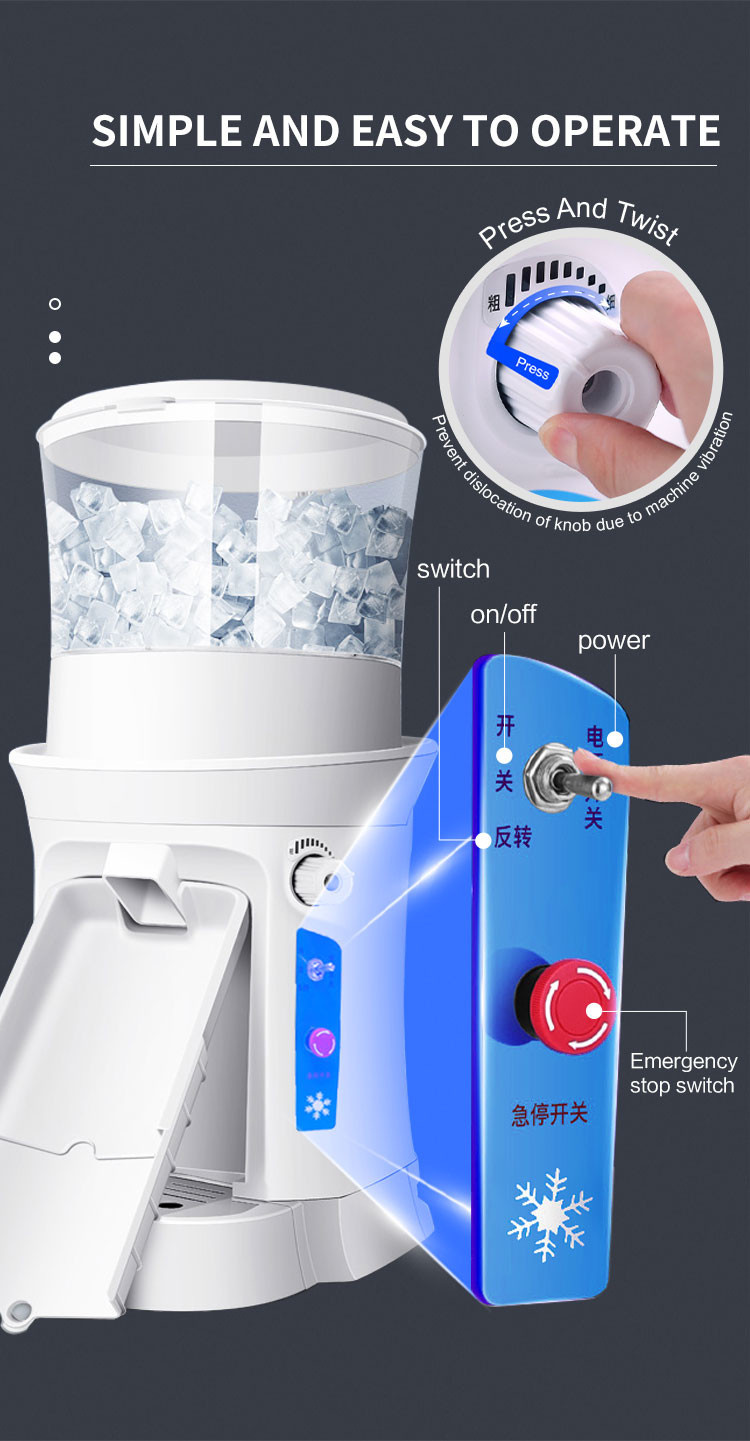 320RPM Ice Cube Ice Shaver Machine 400W Hopper Electric Shaver 680kgs Per Hour