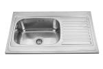 Bright Polish Double Bowl Kitchen Sink With Single Drainboard