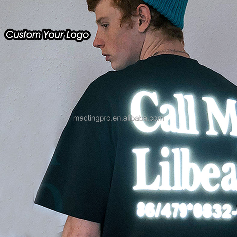 Custom Unisex Printing Graphic Luxury Heavyweight Cotton Reflective T Shirt for Men