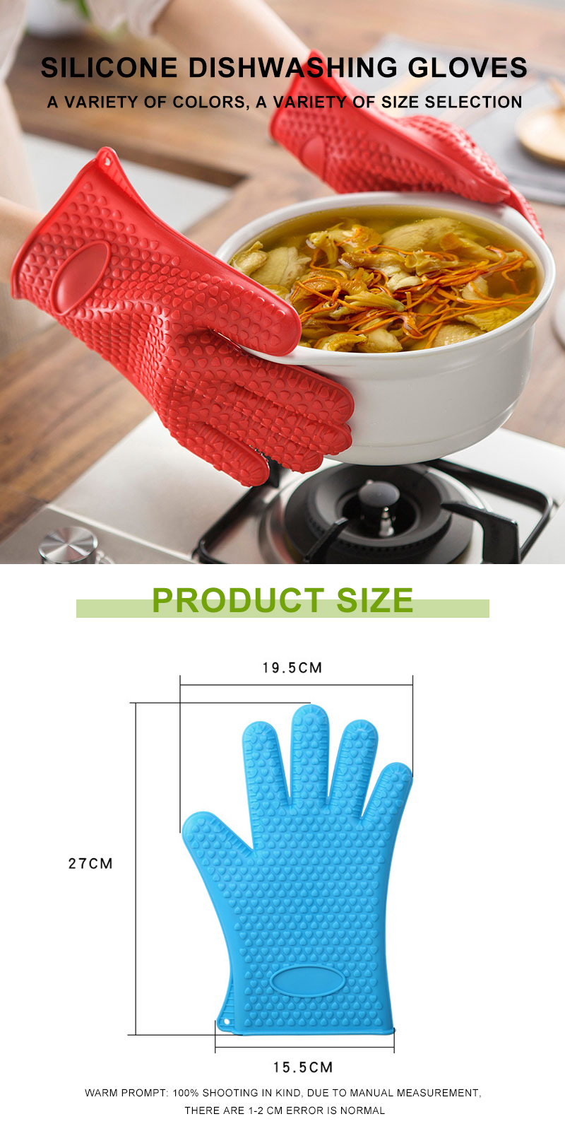 Resistant MAX Heat Silicone BBQ Grilling Gloves For Cooking Baking Barbecue Potholder