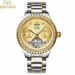 KINYUED Luxury Brand Watches Chronograph Men Sports Stainless Steel Waterproof