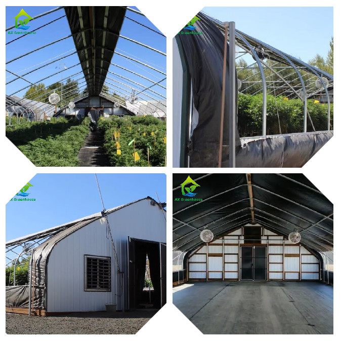 OEM External Light Deprivation Greenhouse 32m-50m Length Blackout System Greenhouse for growing Mariguana
