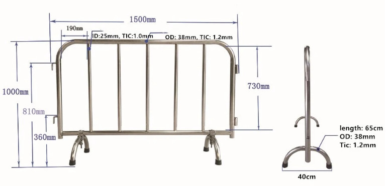 OHSAS 1500mm Portable Crowd Control Barriers Galvanised Pedestrian Barriers