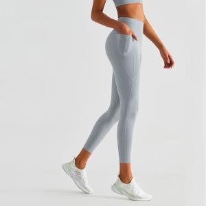 China Nude Side Pocket Peach Hip Fitness Sports Pants Ladies Yoga Leggings wholesale