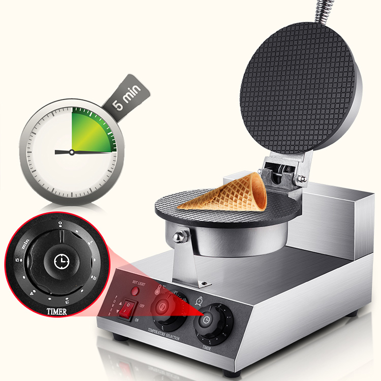 1.2W Adjustable Thermostat Electric Ice Cream Cone Baker Waffle Cone Maker for Commercial