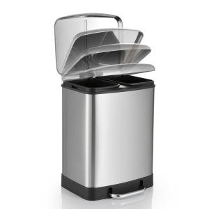 China SS Rectangular 503mm Height Silver Rubbish Bin wholesale