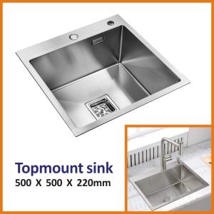 China Topmount Stainless Steel Kitchen Sink Cabinet Single Bowl 18 Gauge 50x50 wholesale