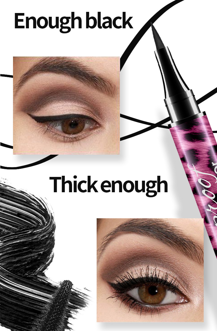 Foreign trade makeup Red leopard print 2 in 1 set eyeliner, waterproof thick curling mascara