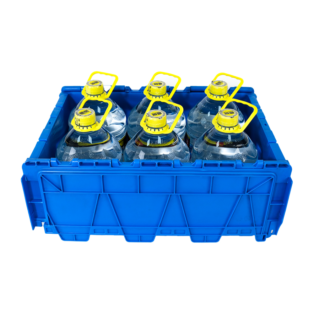 Logistics Distribution Container 100% PP Solid Moving Crate with Lid Customized Logo