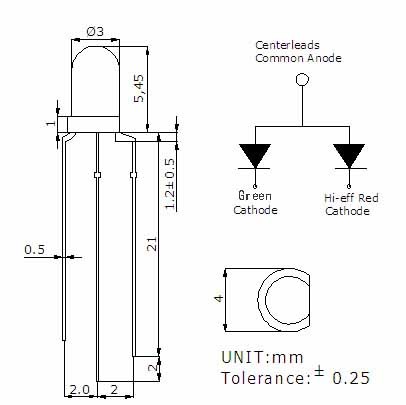 Multicolor Red and Green leds 3mm shenzhen led lighting diode Common Anode