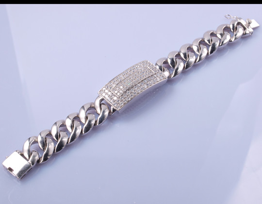 19cm 925 Silver CZ Bracelet 100g Personalized Sterling Silver Friendship Bracelets