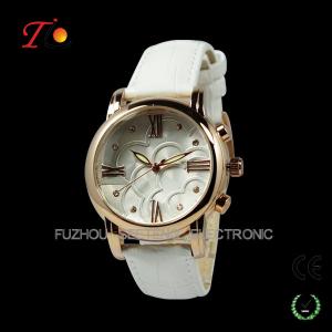 China beautiful and colorful leather band watch and golden case for women dubai wholesale market wholesale