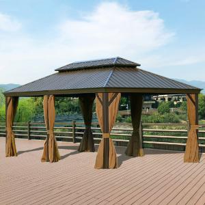 China Outdoor Hardtop Gazebo Galvanized Steel Double Roof With Curtains wholesale