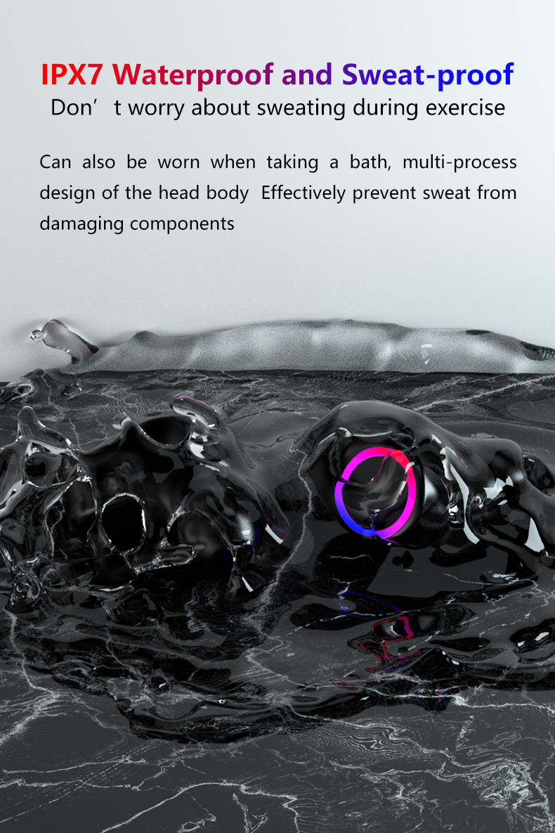 Wireless Earphones Bluetooth Sports Earbuds with 2000mAh Battery Mic Noise reduction
