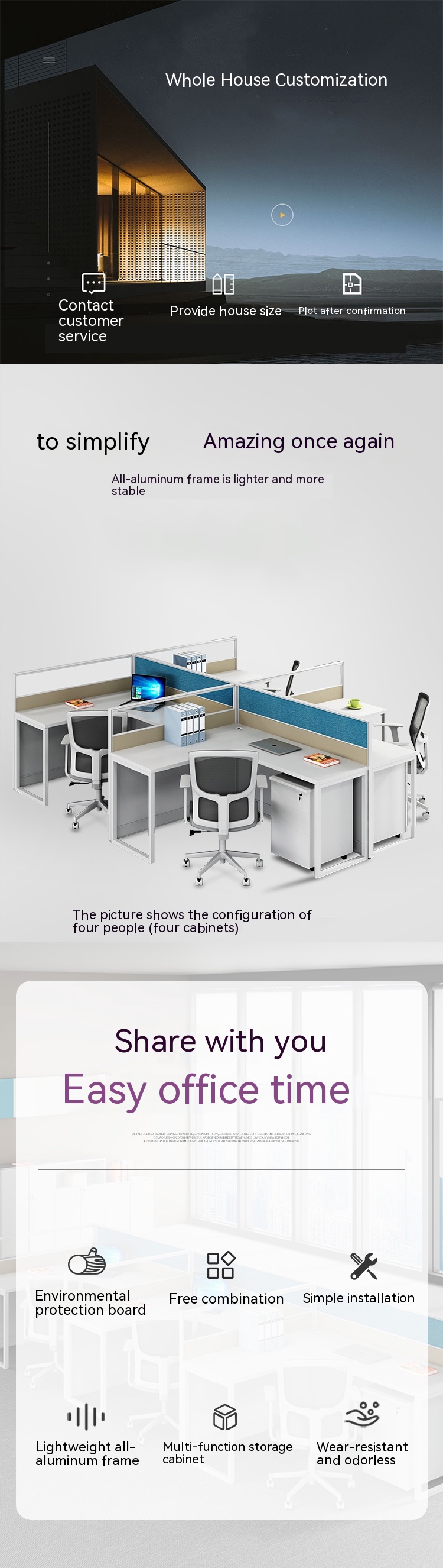 L-shaped Corner Modern Simple Partition Financial Screen Office Desk for Staff Workstation