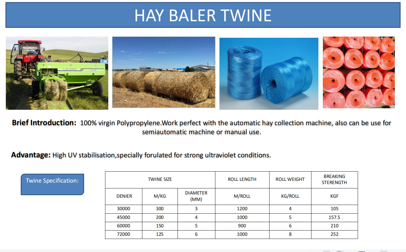 Most Demanding Conditions Polypropylene Baler Twine High Performance String