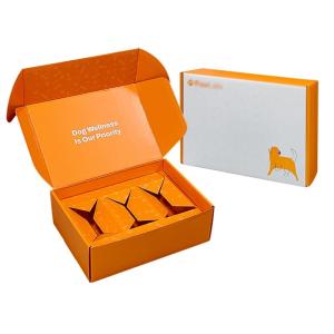 China Orange Pet Food Paper Mailer Box Packaging Eco Friendly Dog Box Type Folders wholesale