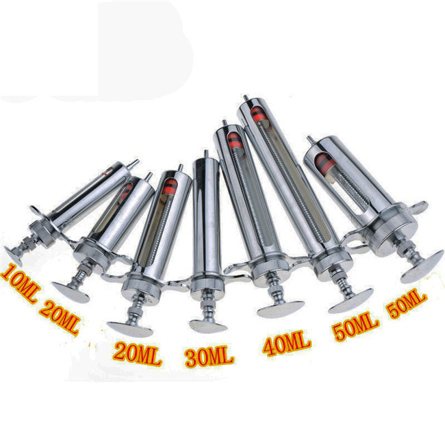 Lock Pin Sets 30ml Veterinary Metal Syringe Needle 15cm Pet Health Care