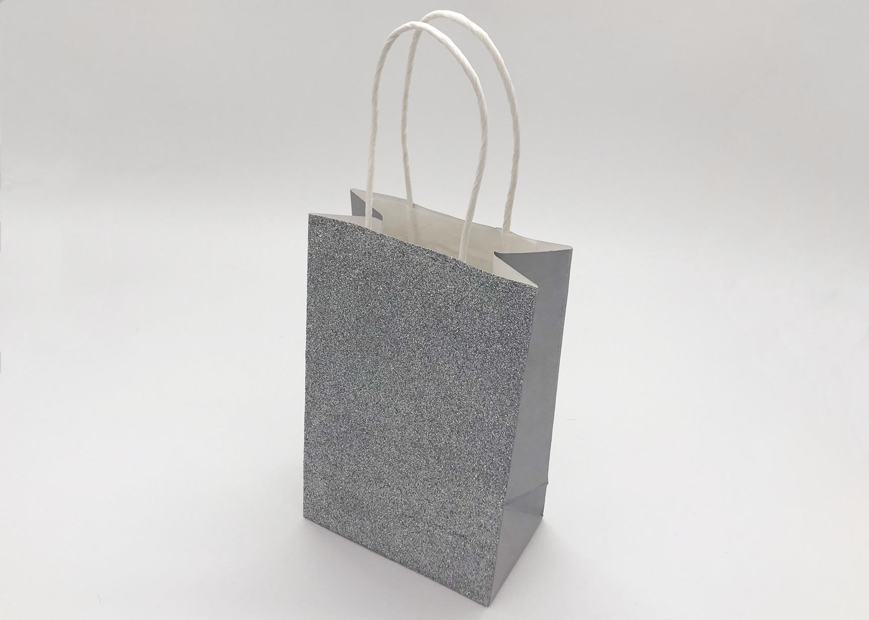 Funny Silver Christmas Party Gift Bags Full Glittered Paper Twisted Handle Unusual