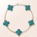 316L S.Steel Top Fashion turquoise clovers lucky flowr bracelet necklace jewelry
