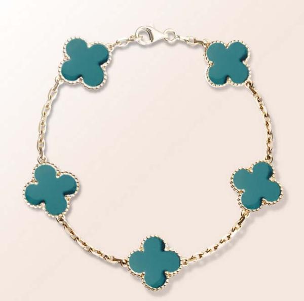 316L S.Steel Top Fashion turquoise clovers lucky flowr bracelet necklace jewelry