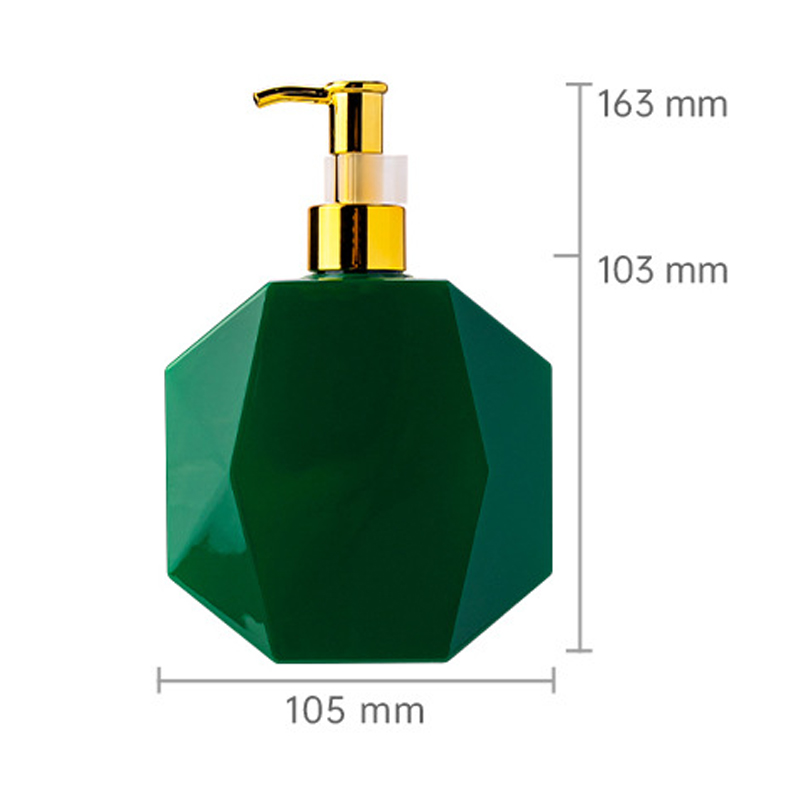 300ml PETG White/Greem Irregular smooth with Golden pump for shampoo lotion bottle