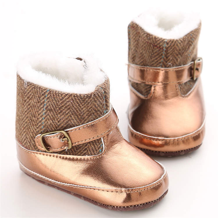 Designer 2019 PU Leather Gold bright 0-18 months prewalker baby booties
