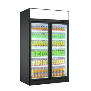 China Supermarket Display Refrigerators Double Glass Door Beer Fridge Upright Drink Beverage Cooler wholesale