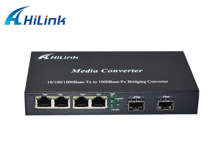 10 / 100 / 1000Base Ports Gigabit Ethernet Media Converter 4XRJ45 Ports 2xSFP