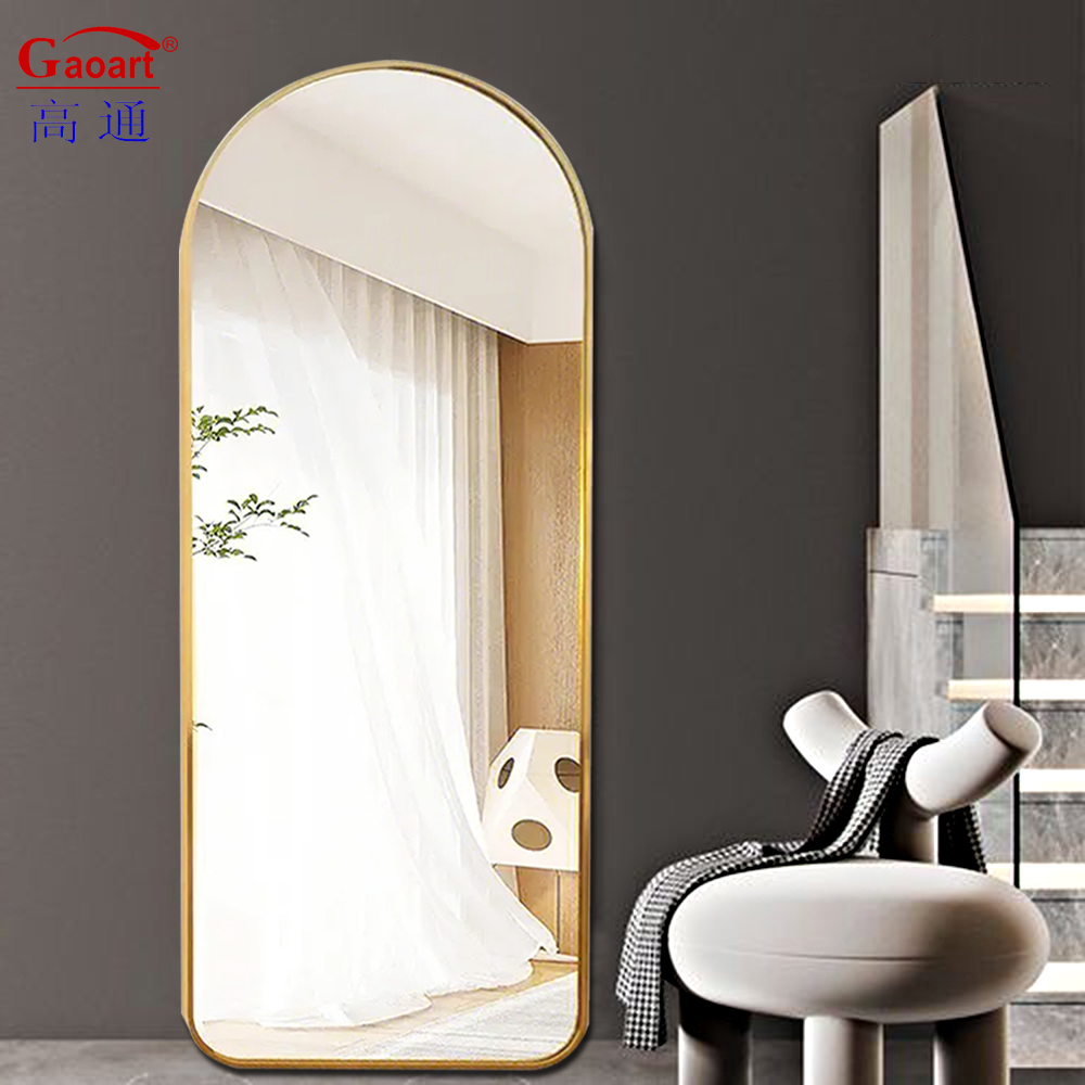 Gold Standing Salon Led Floor Mirror for Full Length Dressing Decor in Customized Size