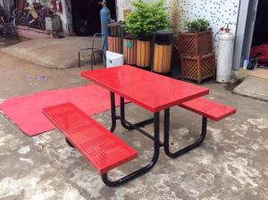 China 4 People Outdoor Dining Table And Chair , Multifunctional Canteen Table And Chair wholesale