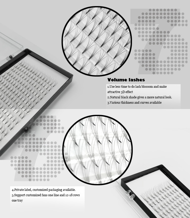 Korea Synthetic Premade Lash Fans , 100% Handmade Premade Volume Lashes