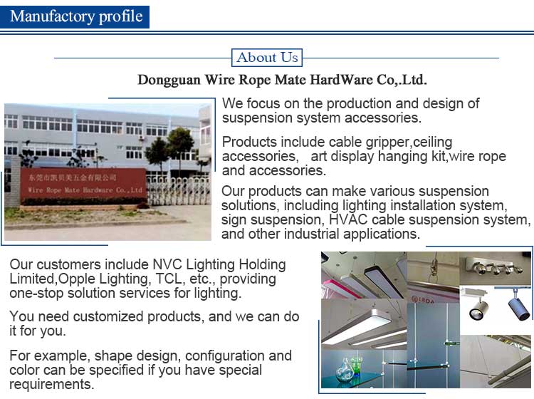 Stainless Steel Cable Gripper Suspension Kit for Lighting Systems