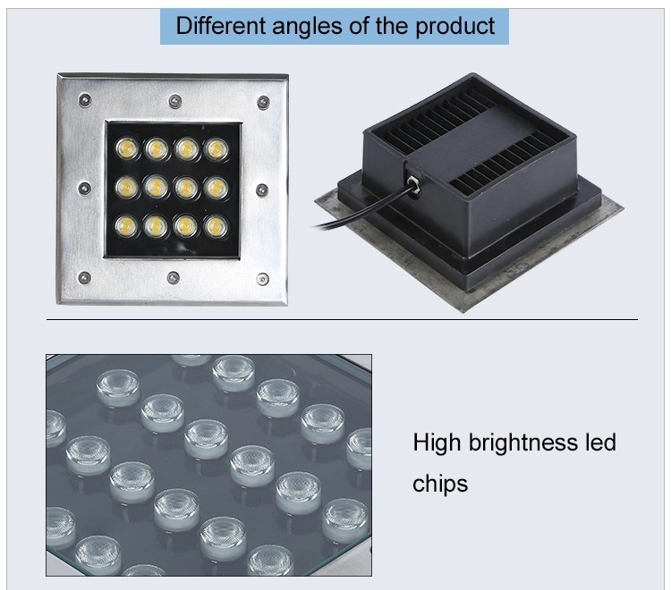 Ip68 24V Underwater LED Lights Stainless Steel Tempered Glass Material
