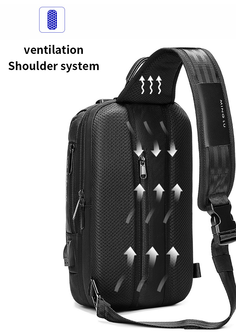 Factory hot sell wholesale fashion anti theft men custom waterproof shoulder chest crossbody sling bag for men