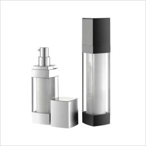 China Square Cosmetic Airless Bottle Lotion 1 Oz Airless Pump Bottle 50ml Double Wall wholesale