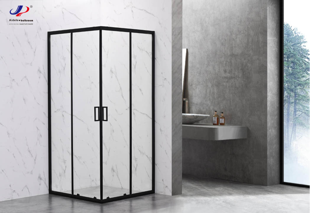 4/5mm Tempered Glass Square Shower Enclosure With Black Alum Frame