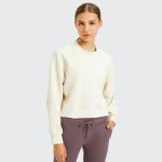 Autumn Winter Gym Crop Top Crew Neck Cotton Pullover Sportwear Cropped