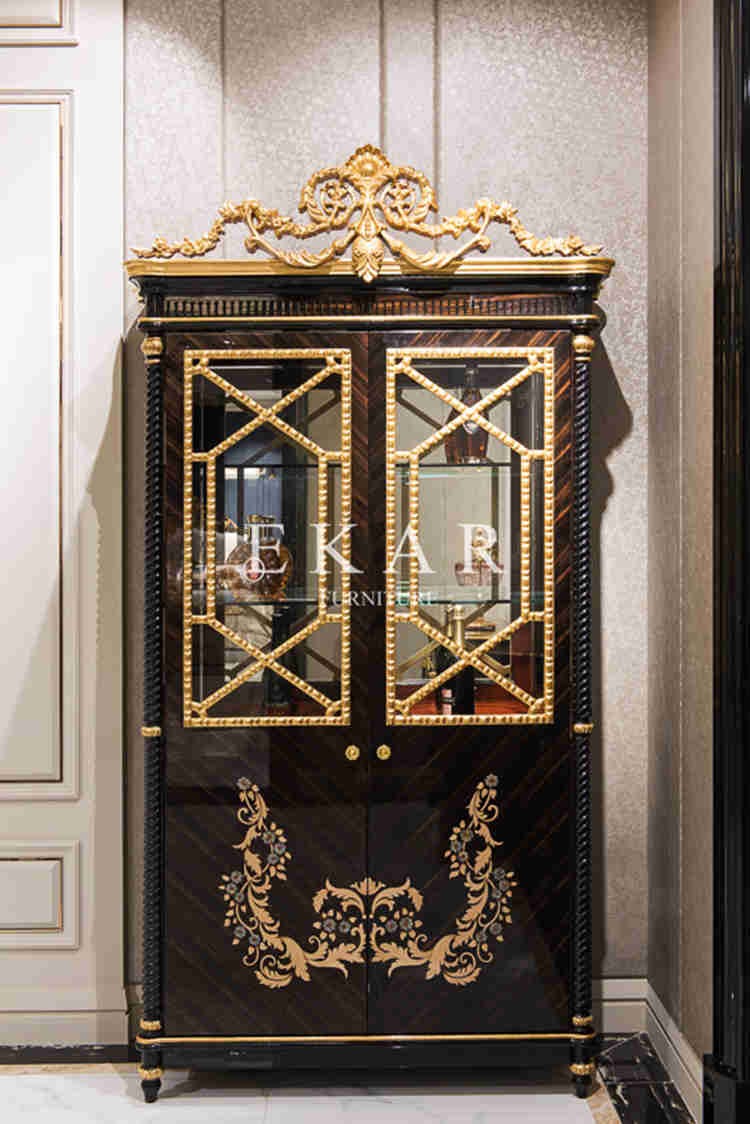 Modern Design Display Cabinet Walnut Wood Veneered Furniture Buffets Kitchen Buffet Cabine