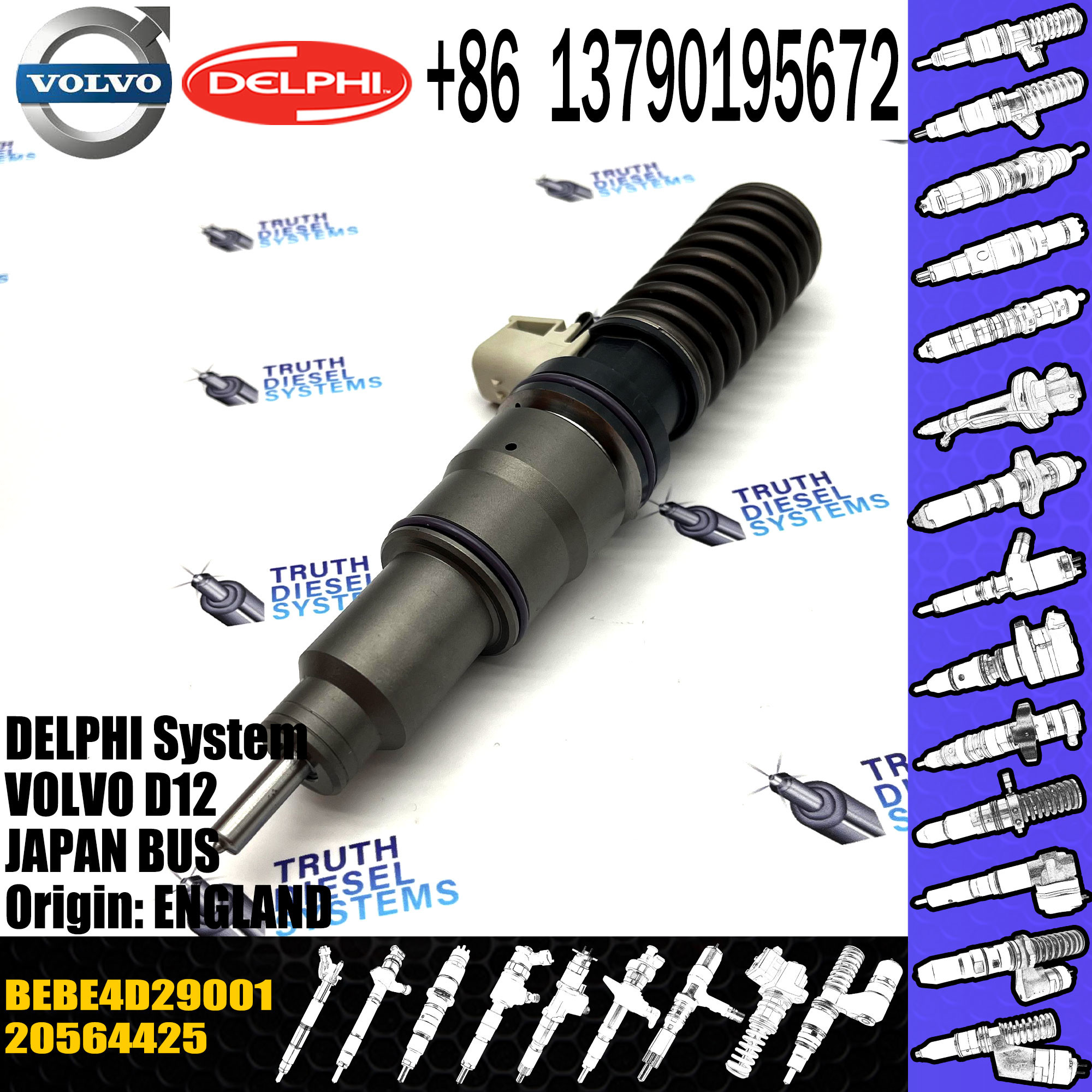 Diesel Injector 20564425, 85000606, BEBE4D10001, BEBE4D29001, BEBE4D40001 for VOL D12, 3989, Euro 4